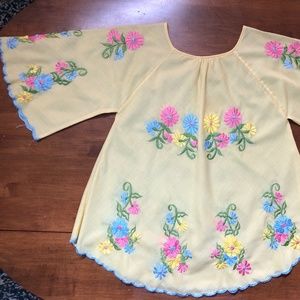 Vintage Embroidered Bell Sleeve Top